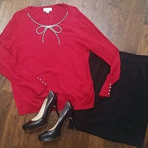 Elle red embellished sweater